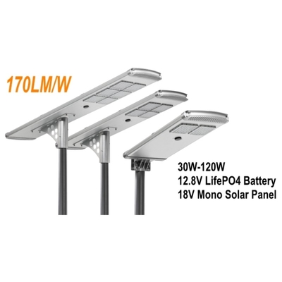 Luces de calle al aire libre accionadas solares de los altos lúmenes 170lm/w 60W SMD IP65 para el camino