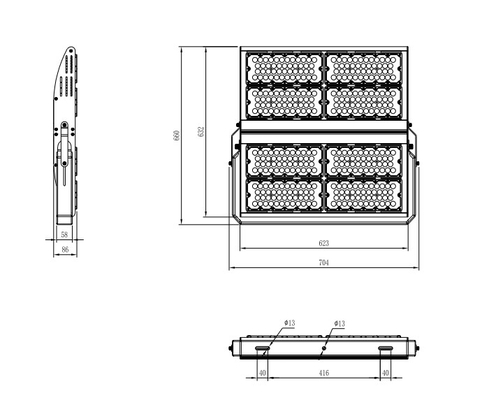 El conductor de Inventronics llevó las lámparas 800W de vivienda de aluminio 960W de la inundación para el supermercado de la fábrica