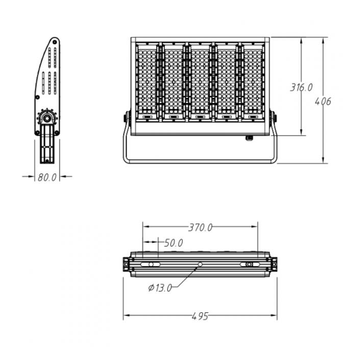 dibujo del producto de la luz de inundación de 240W LED